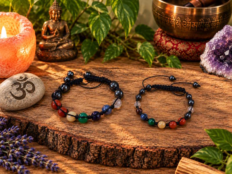 Pulsera 7 chakras macrame bola